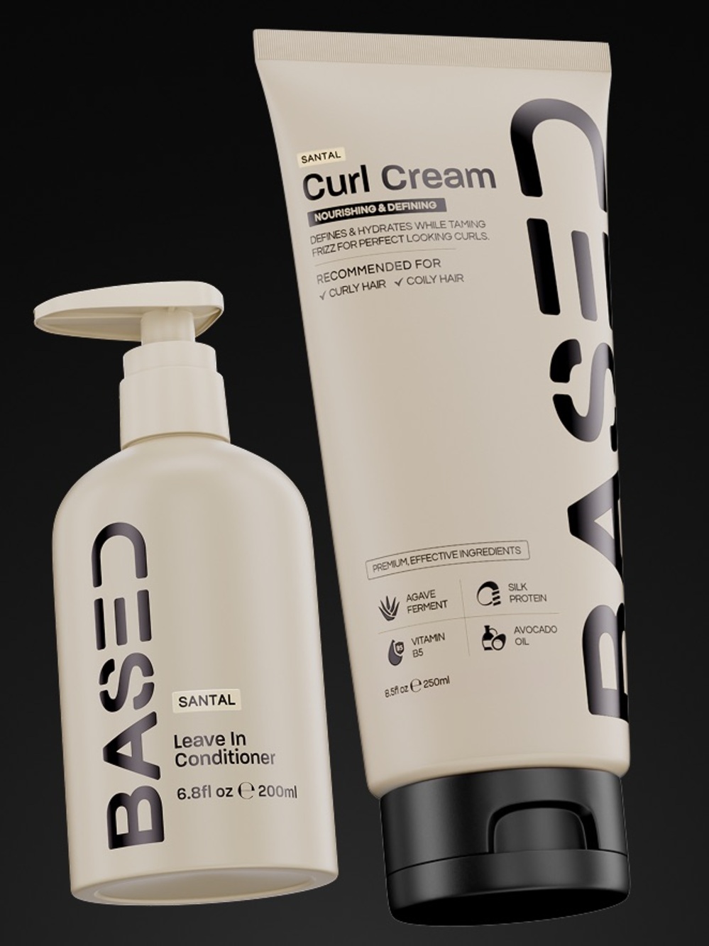 BASED BODYWORKS Curly Duo Curl Cream + Leave-In Conditioner NEW Curly Hair Care